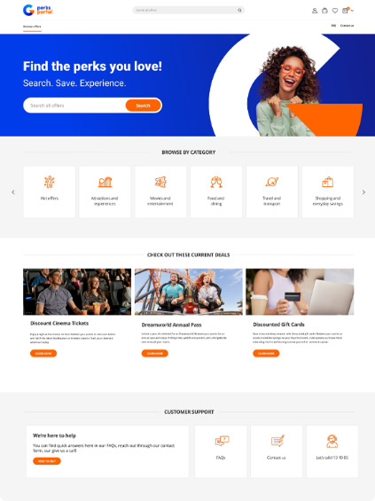 site screen Perks Portal
